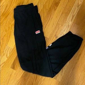 ‘PINK’ sweatpants black with purple & white stripe